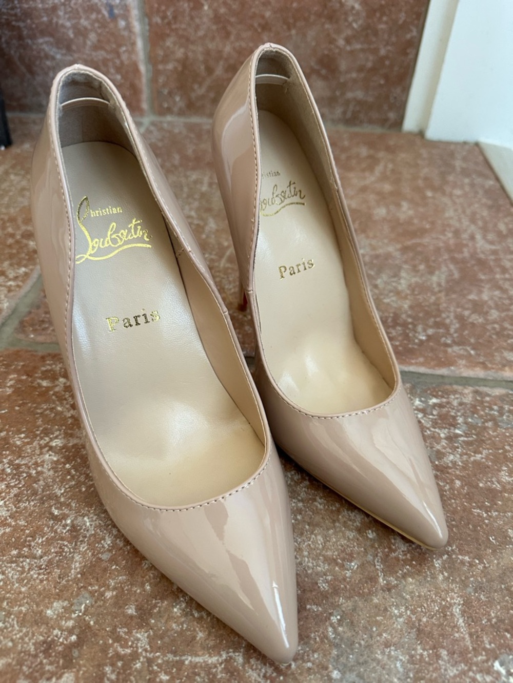 Christian Louboutin Blush Patent Leather Pointed-Toe Stilettos - Picture 6 of 6
